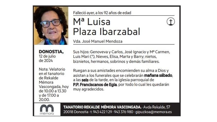 Mª LUISA PLAZA IBARZABAL