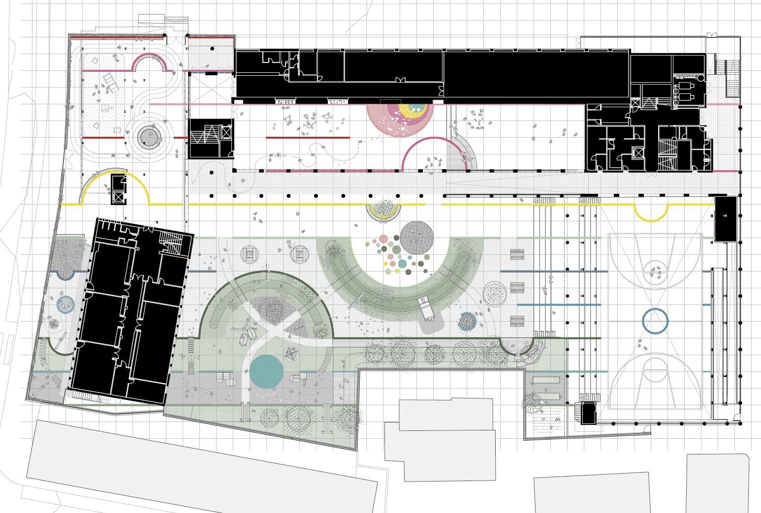 Plano de las actuaciones contempladas en el proyecto de reforma del patio escolar