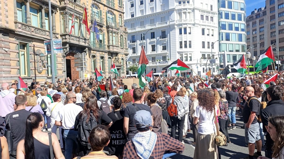 Manifestación en Bilbao en apoyo al pueblo palestino y a la flotilla