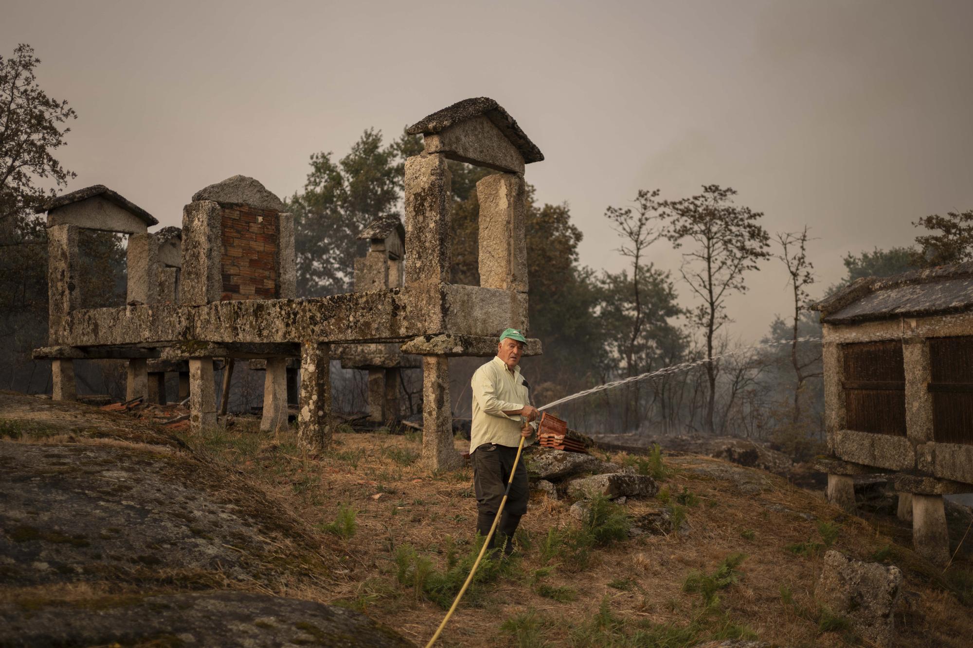 Los incendios no dan tregua en Ourense: los vecinos trabajan en labores de extinción del fuego de Carballeda de Avia