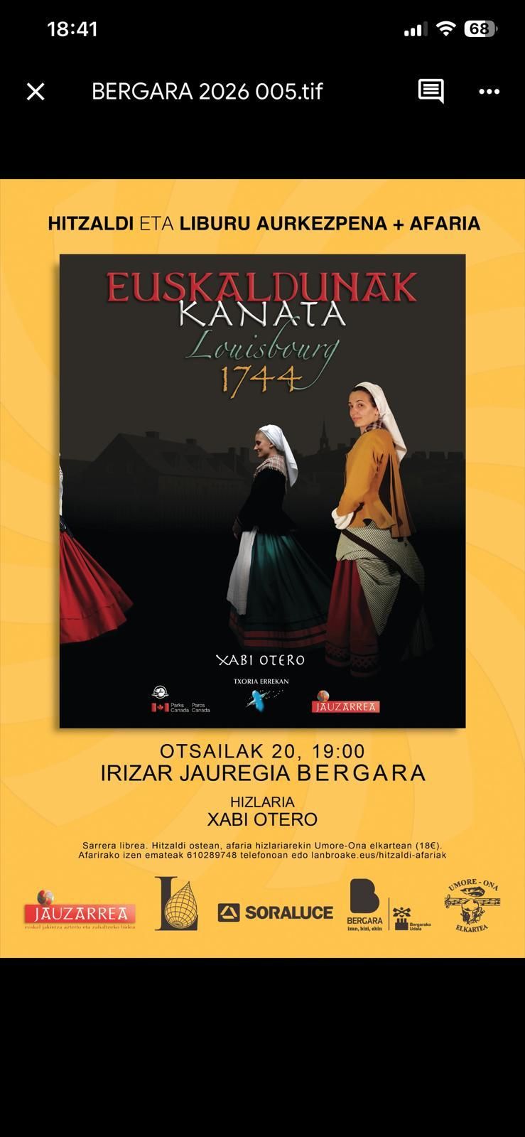 Cartel que anuncia la charla de este 20 de febrero.