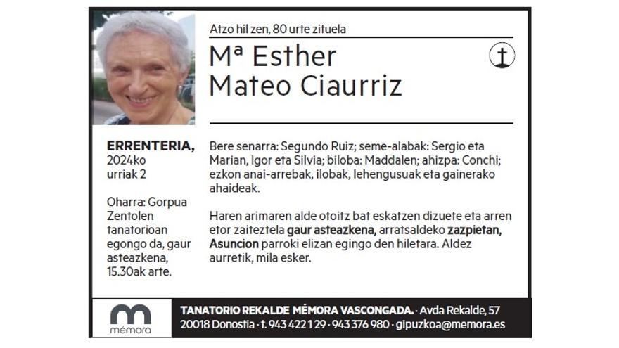 Mª Esther Mateo Ciaurriz