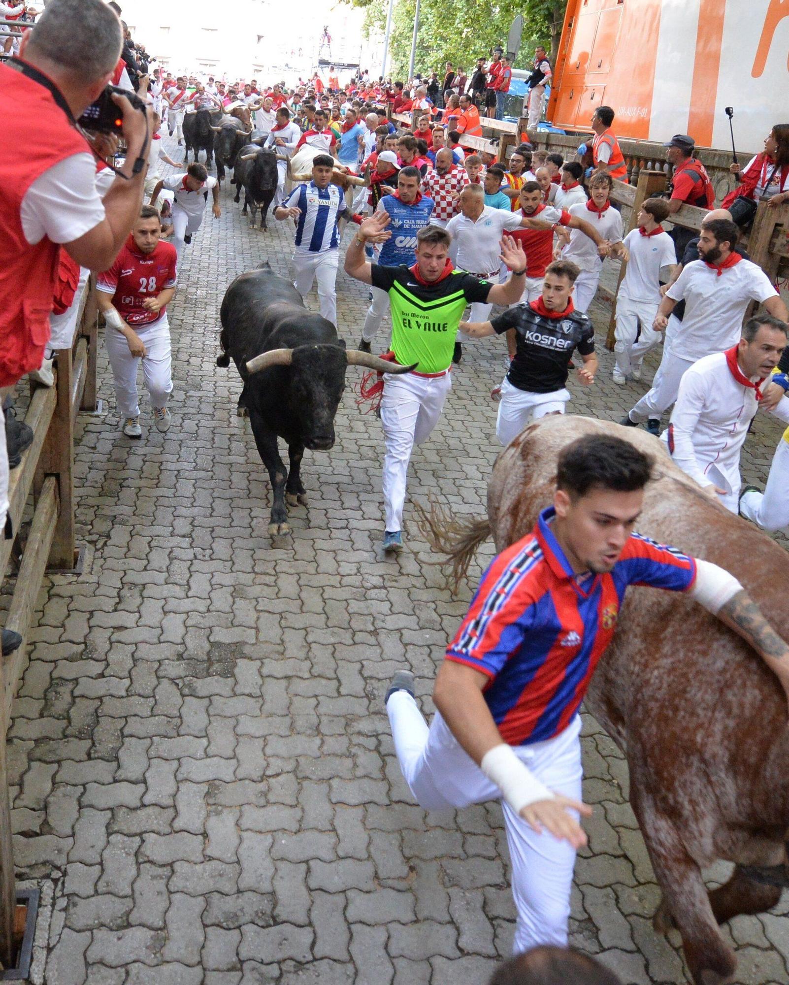 Fotos del octavo encierro de San Fermín con toros de Miura