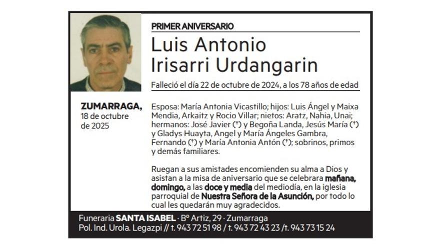 Luis Antonio Irisarri Urdangarin