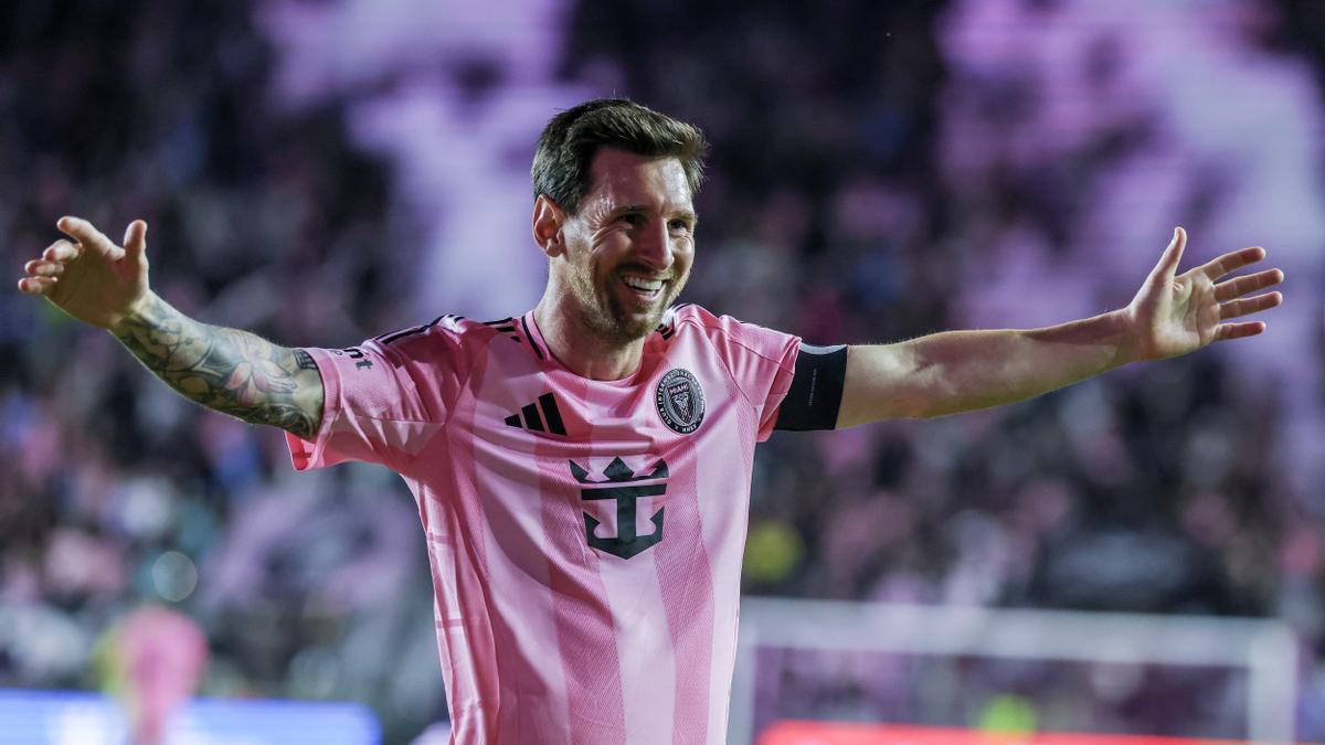 Leo Messi celebra un gol con el Inter Miami.