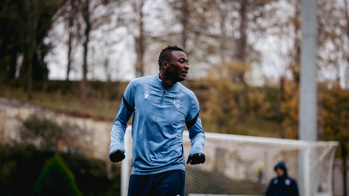Sadiq, durante un entrenamiento de la presente semana en Zubieta.