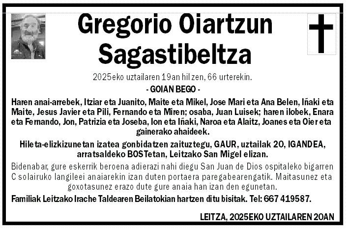 Gregorio Oiartzun Sagastibeltza