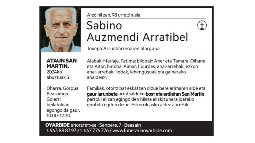SABINO AUZMENDI ARRATIBEL