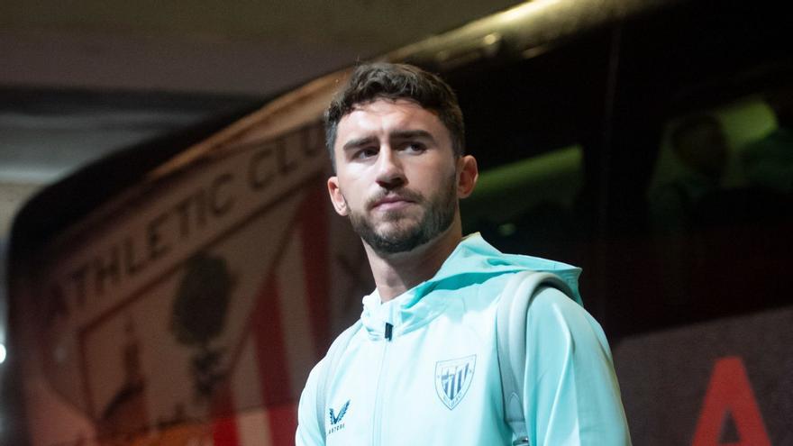 Aymeric Laporte, en su llegada a San Mamés.