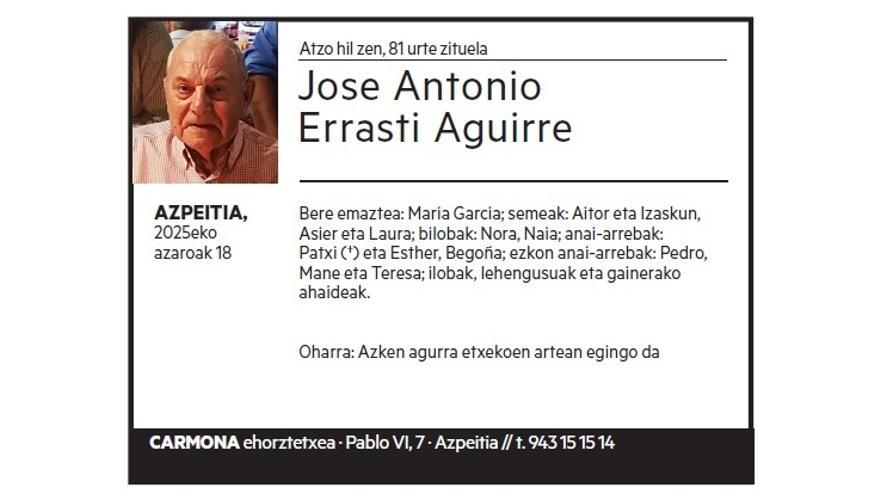 JOSE ANTONIO ERRASTI AGUIRRE
