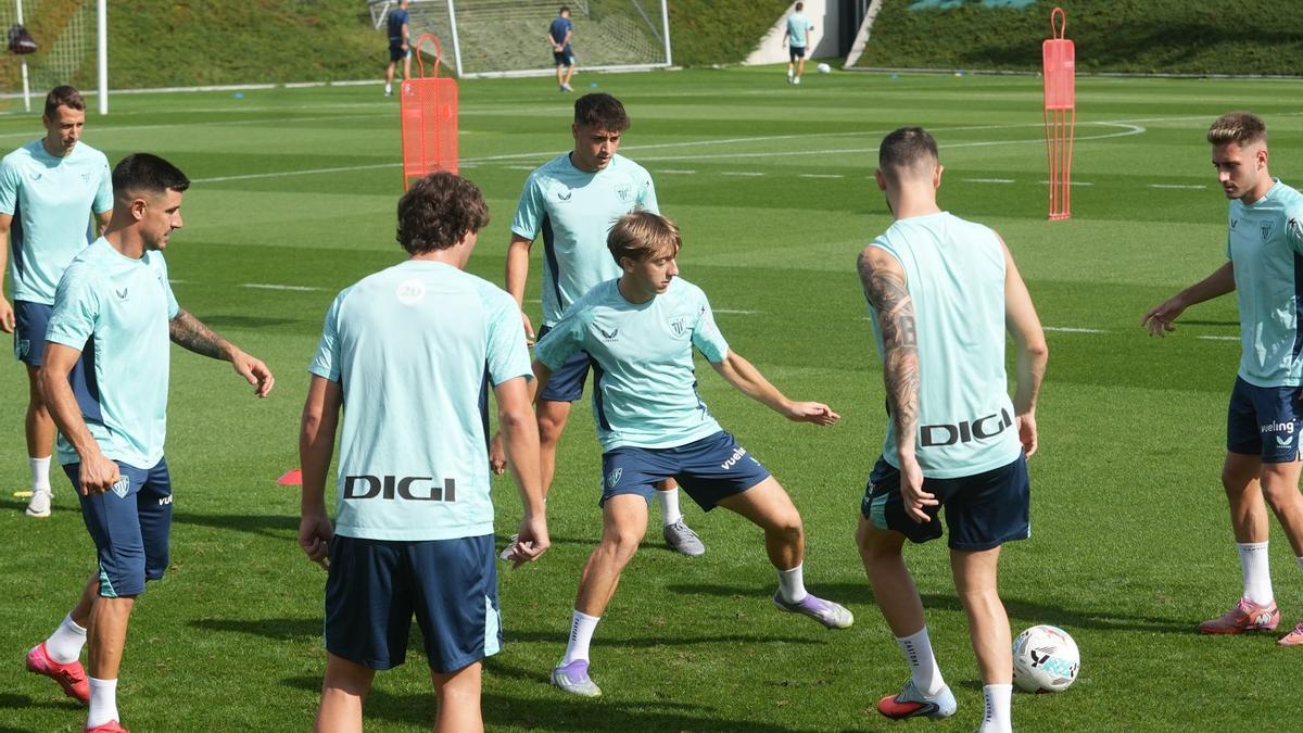 Imagen del entrenamiento de hoy del Athletic en Lezama.