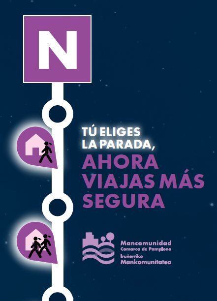 Cartel del servicio que ofrece el transporte público en el servicio nocturno.