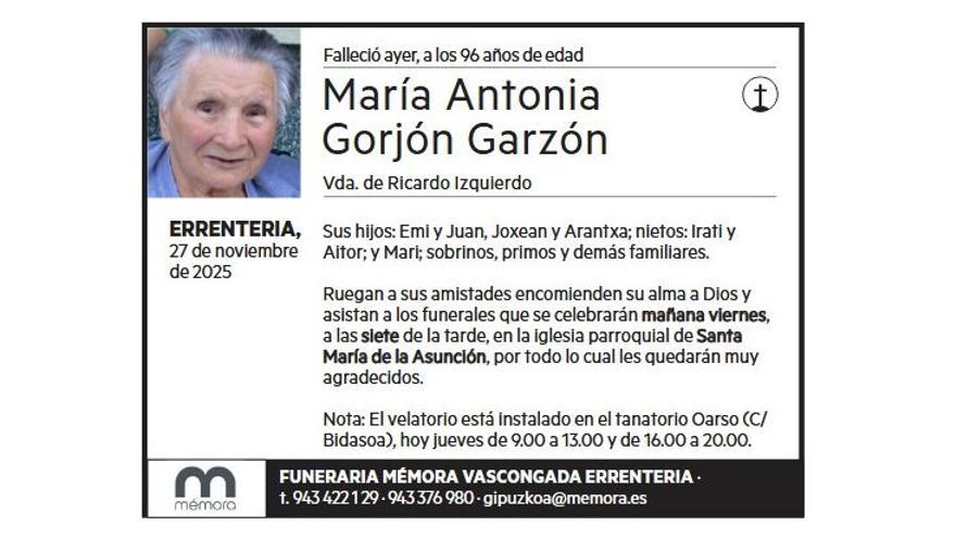 MARIA ANTONIA GORJON GARZON