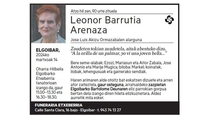 LEONOR BARRUTIA ARENAZA