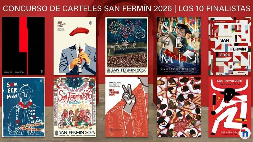 Los 10 carteles finalistas de San Fermín 2026: del minimalismo al caos