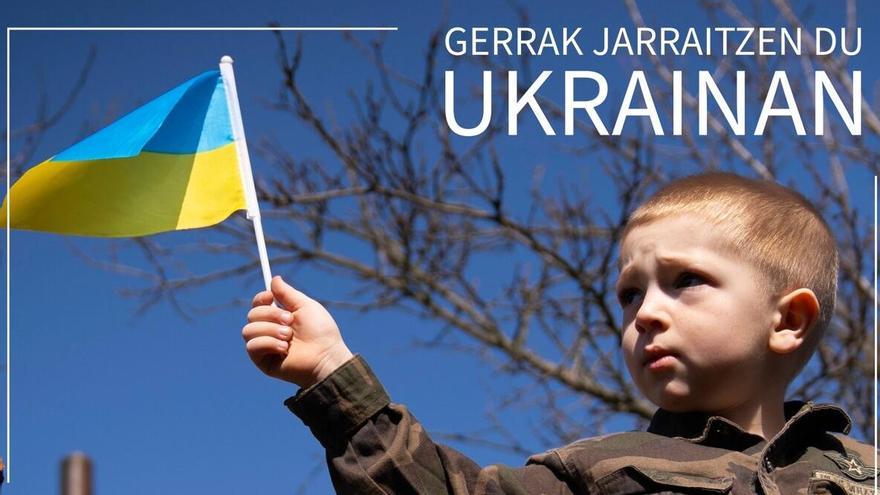 Cartel de campaña de Chernobil Elkartea para albergar niños de Ucrania.