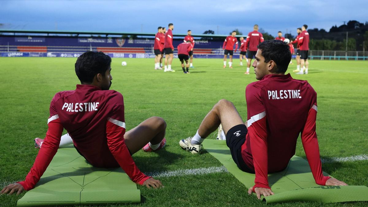 Integrantes de la selección palestina