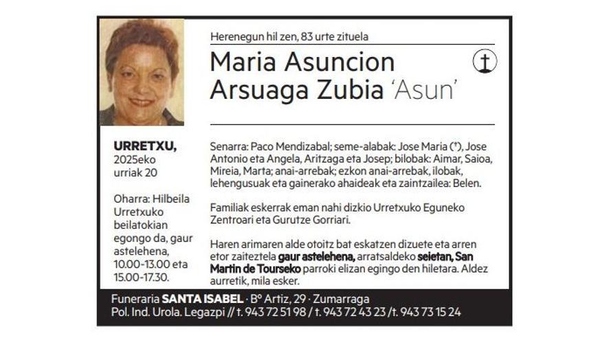 Maria Asuncion Arsuaga Zubia