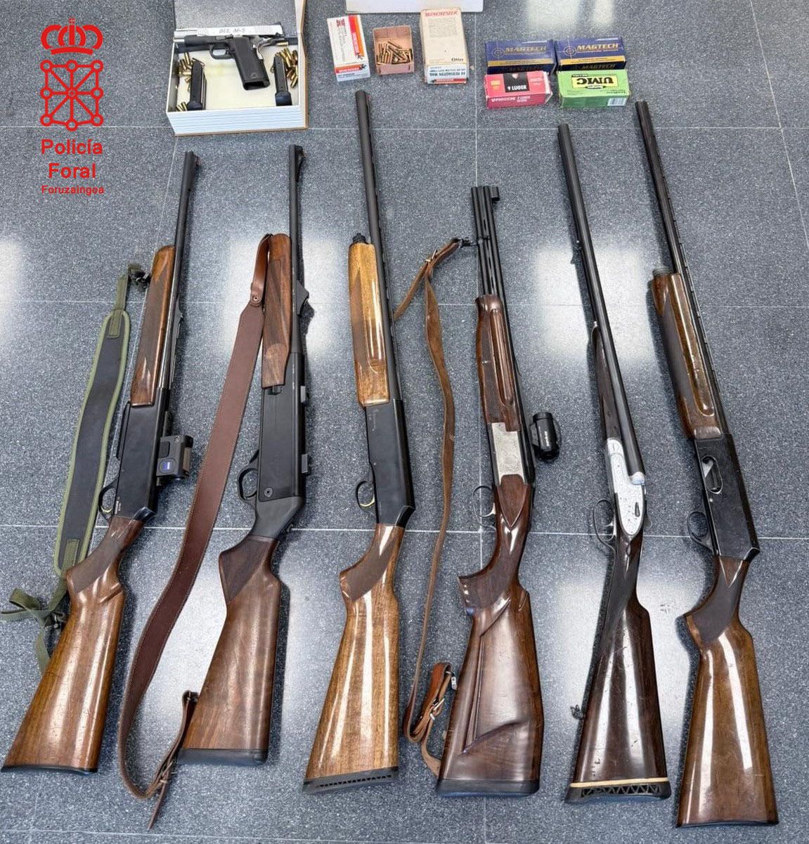 Armas intervenidas en el domicilio de Peralta.