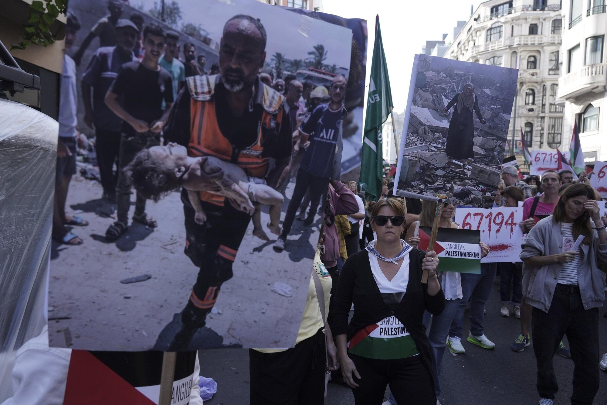 Miles de personas se manifiestan en Bilbao en apoyo al pueblo palestino