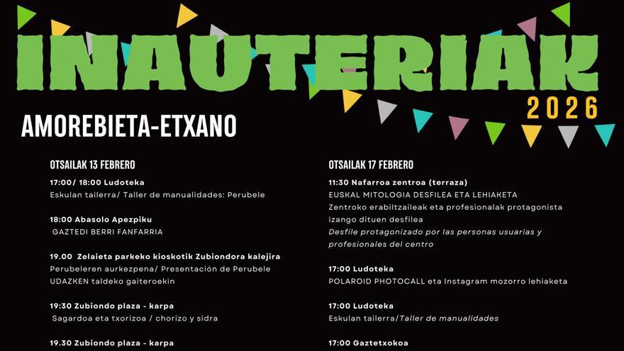 Amorebieta-Etxanok inauterietako egitaraua aurkeztu du