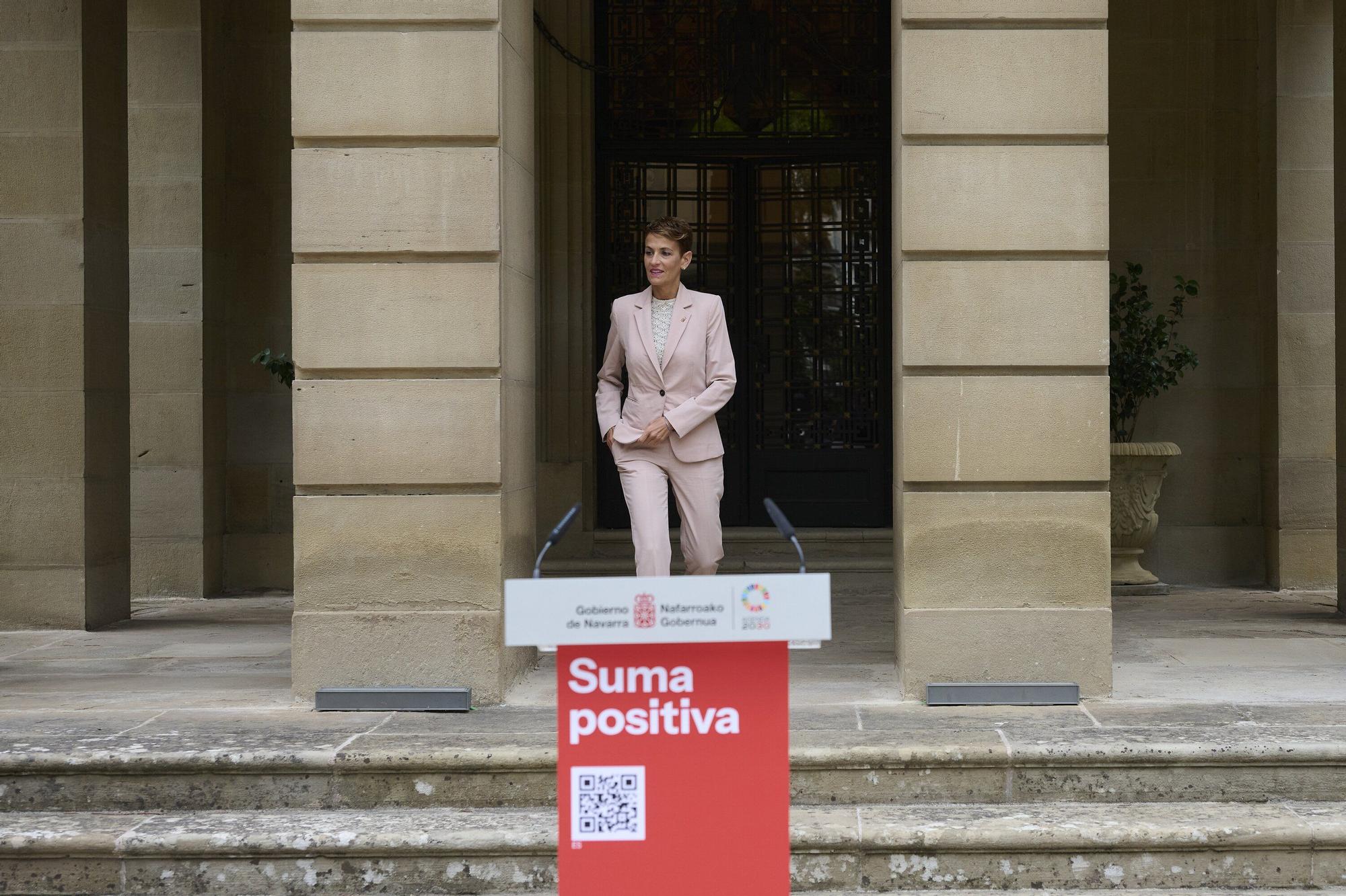 Rueda de prensa de María Chivite en la presentación del balance de mitad de legislatura