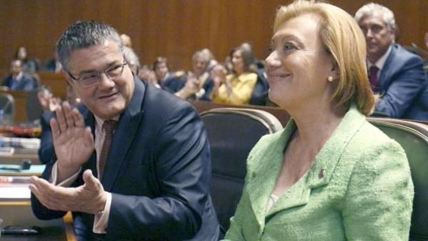 Los componentes del grupo popular aplauden a Luisa Fernanda Rudi, tras ser elegida presidenta de Aragón.