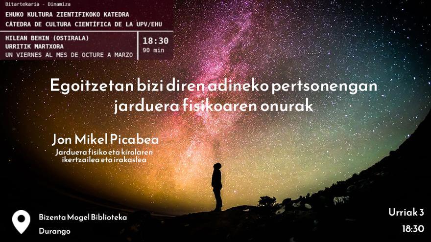 Jon Mikel Picabea ikertzaileak hitzaldi bat eskainiko du Durangon