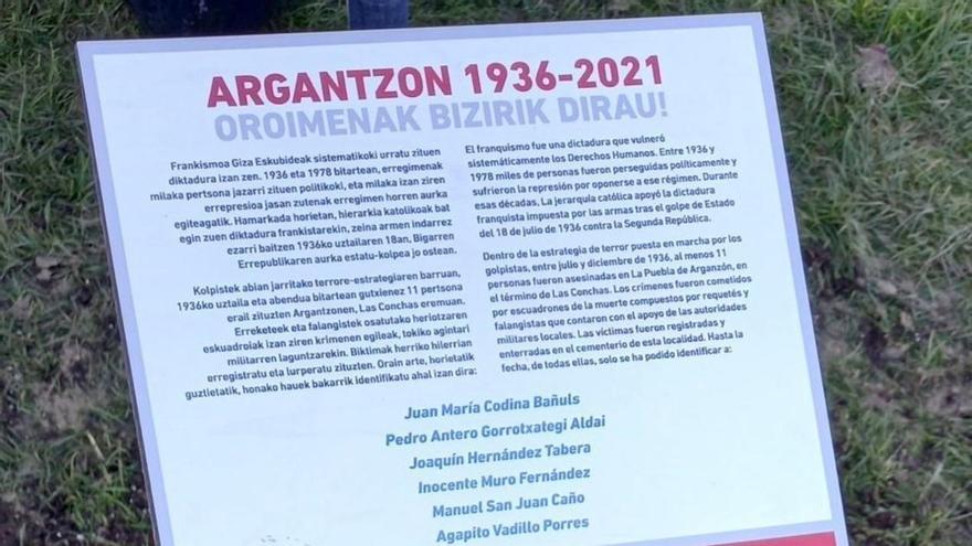 Vandalizan el monolito en memoria de los fusilados durante la Guerra Civil en La Puebla de Arganzón
