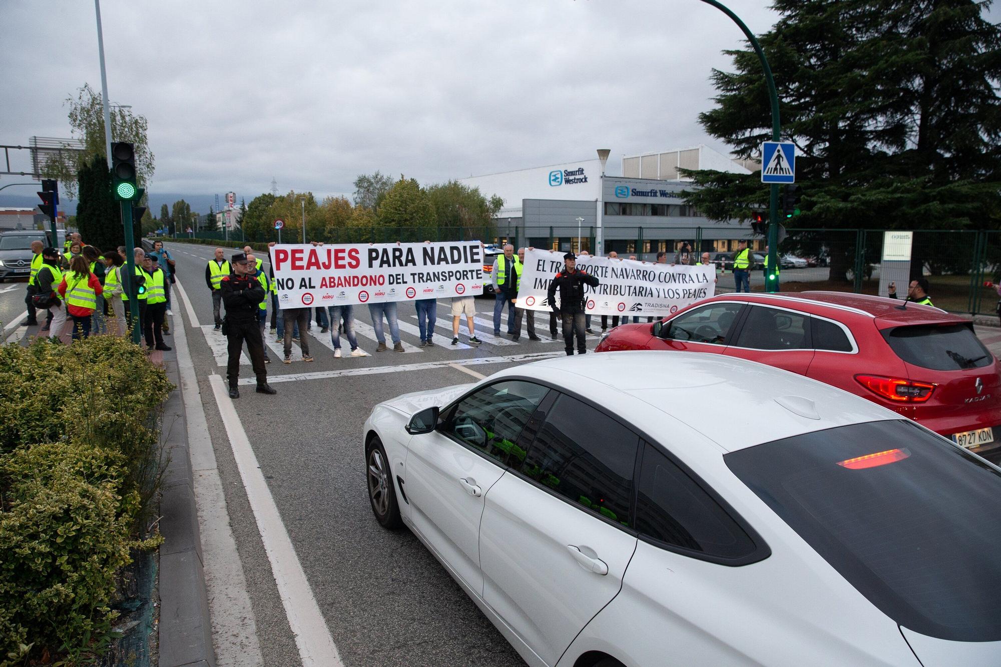 Protesta de los transportistas navarros en Cordovilla