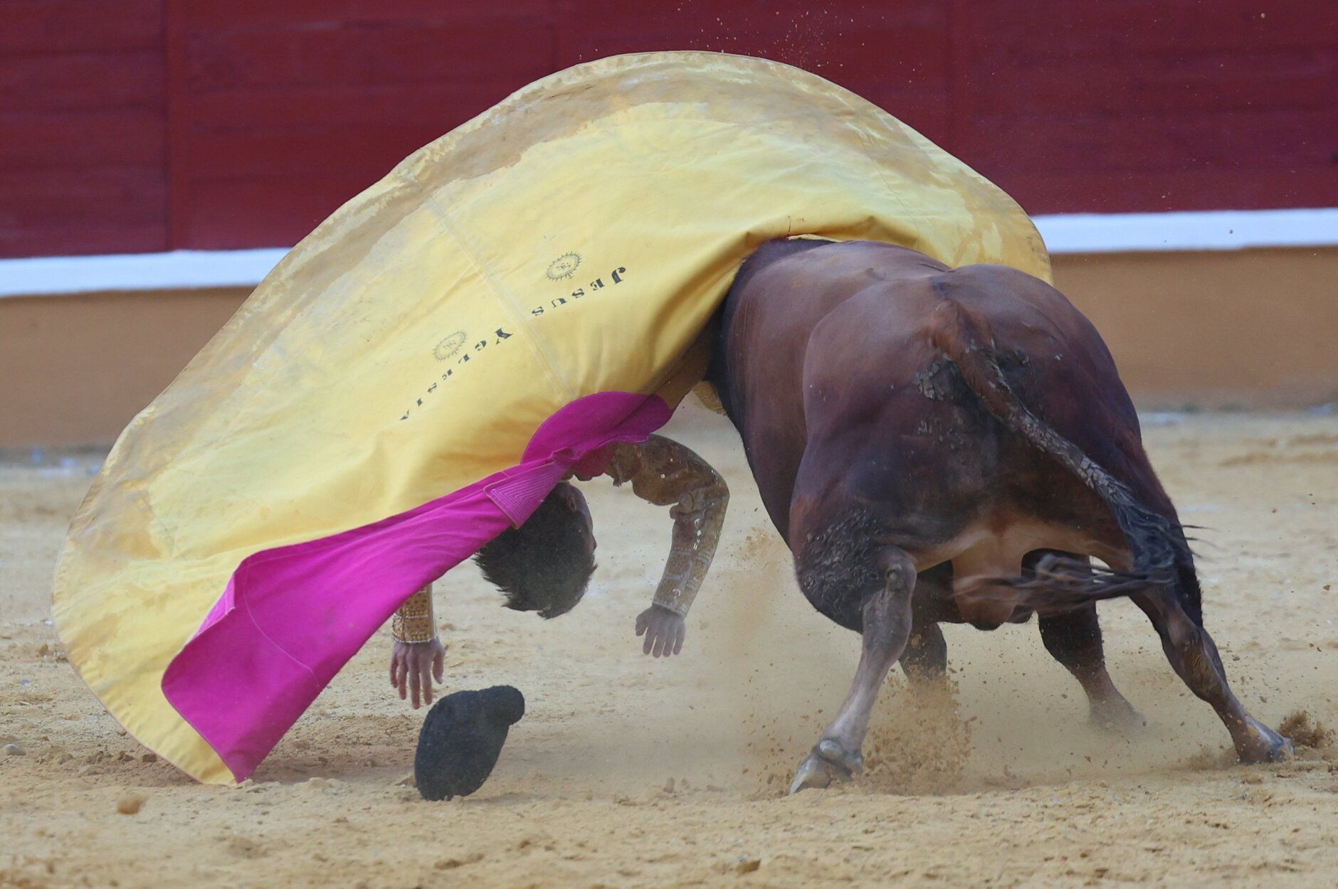 Imágenes del revolcón a Jesús Yglesias en la novillada de las fiestas de Tudela