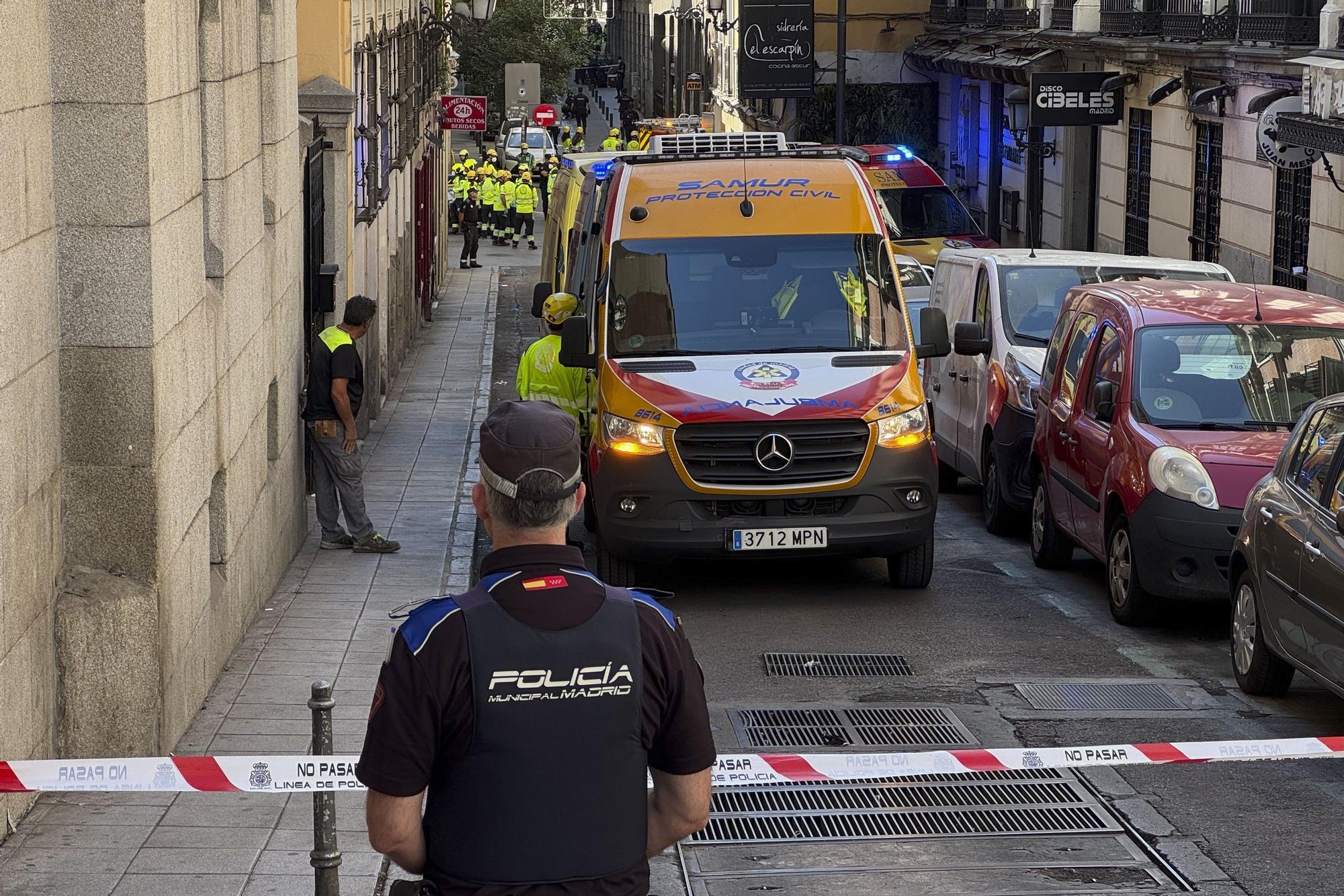 Las imágenes del derrumbe de un edificio en Madrid