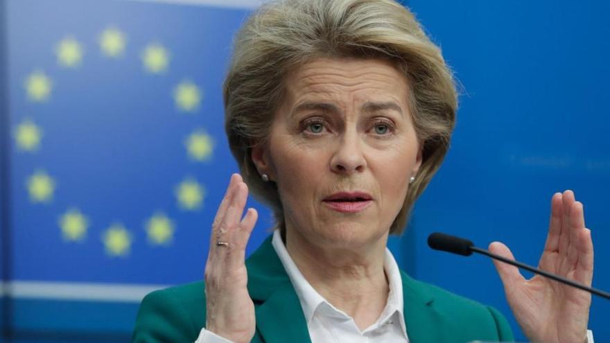 Ursula von der Leyen, durante su comparecencia de hoy.