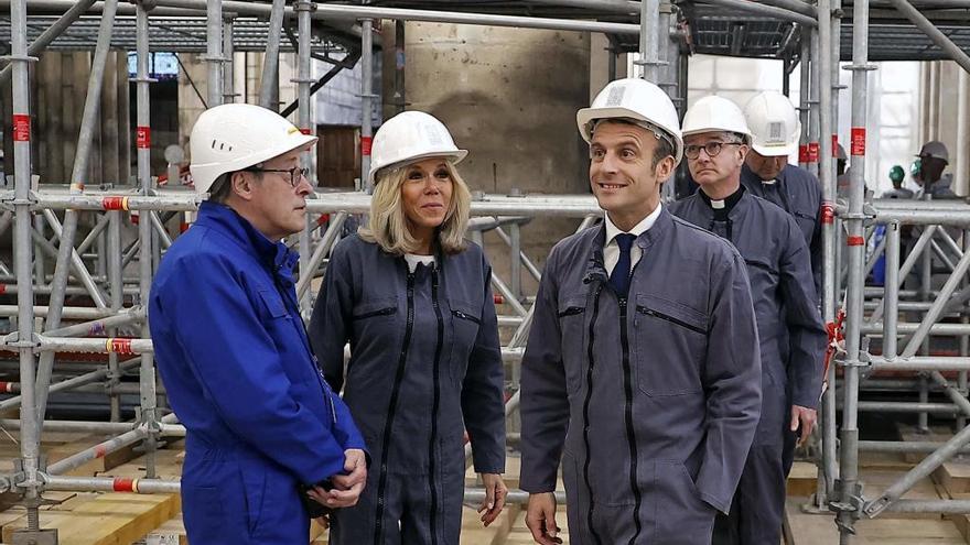 Macron ha visitado que se llevan a cabo en Notre Dame en el tercer aniversario del incendio