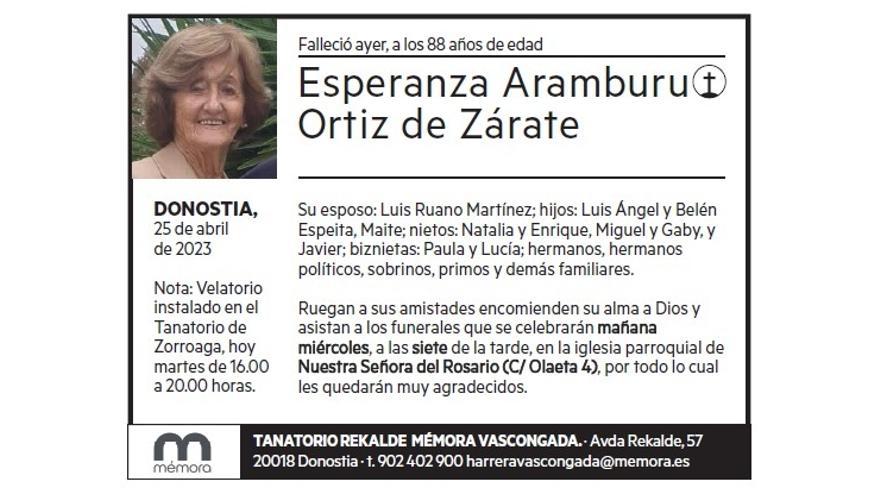 ESPERANZA ARAMBURU ORTIZ DE ZARATE