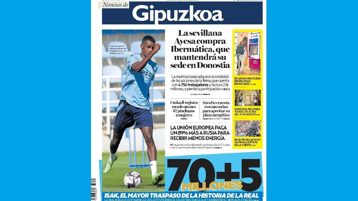 Portada de NOTICIAS DE GIPUZKOA de este jueves, 25 de marzo