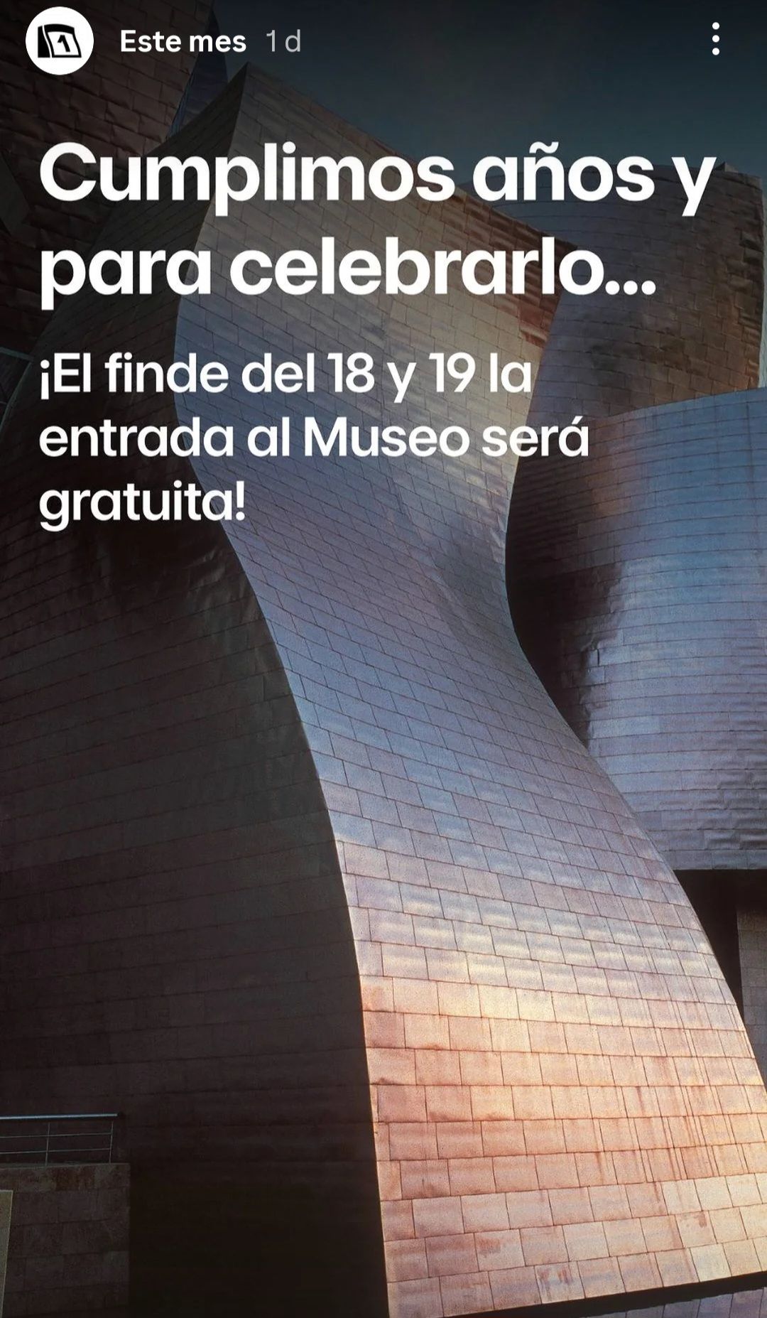 &#039;Storie&#039; compartida por el Museo Guggenheim Bilbao en Instagram