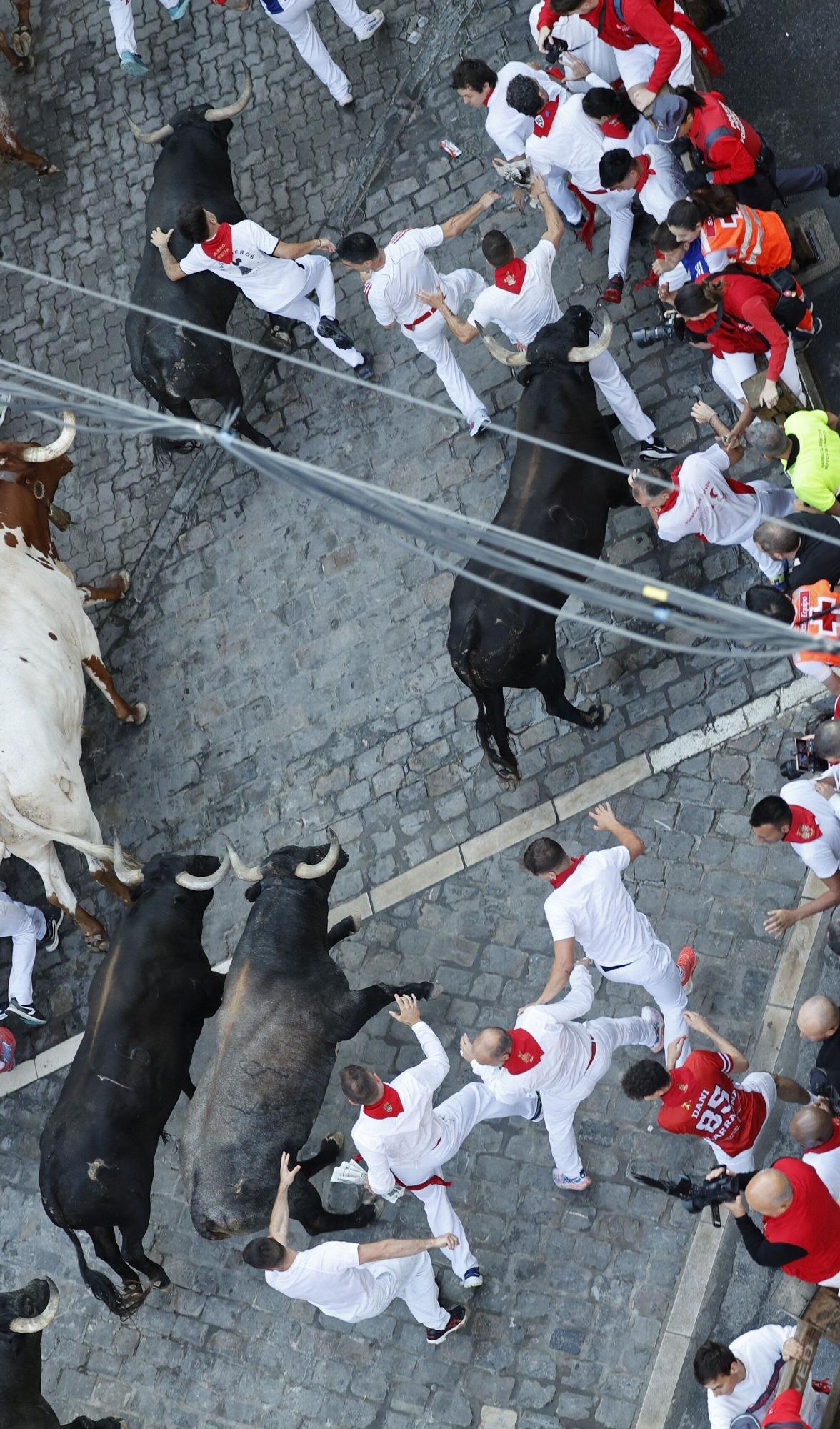 Fotos del octavo encierro de San Fermín con toros de Miura