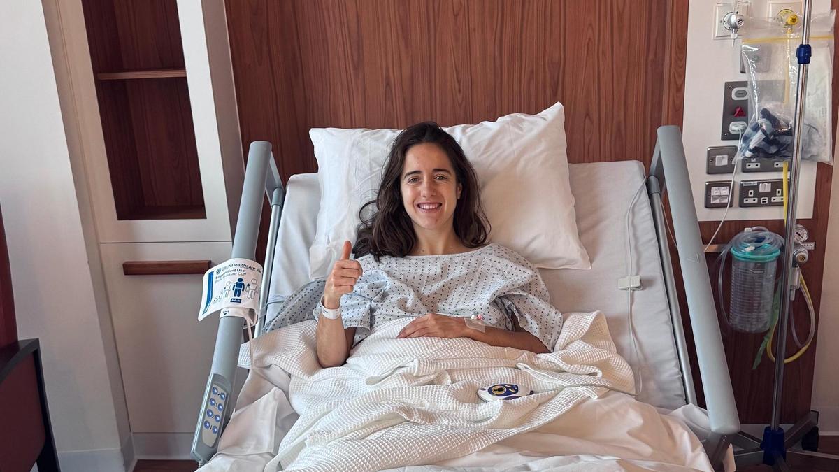 Maite Oroz tras su operación de ligamento cruzado