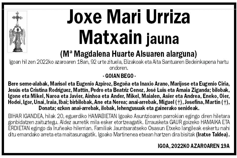 Joxe Mari Urriza Matxain