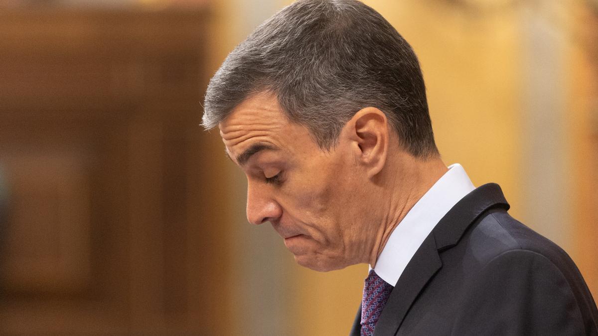 El presidente del Gobierno, Pedro Sánchez interviene en el pleno del Congreso de los Diputados este miércoles.