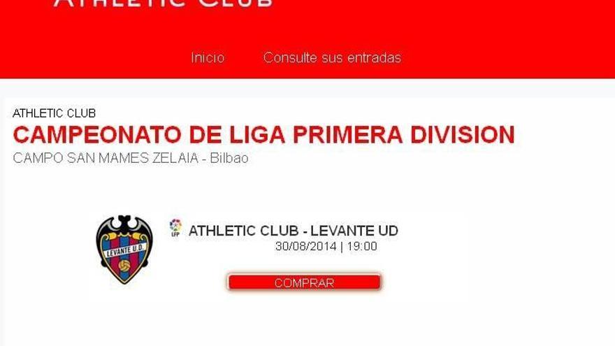 El Athletic vende desde esta mañana entradas por internet