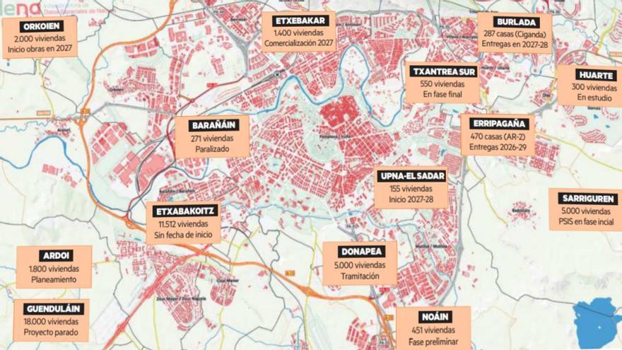 De La Playa de Orkoien al PSIS de Sarriguren: las 20.000 viviendas proyectadas en la Comarca de Pamplona