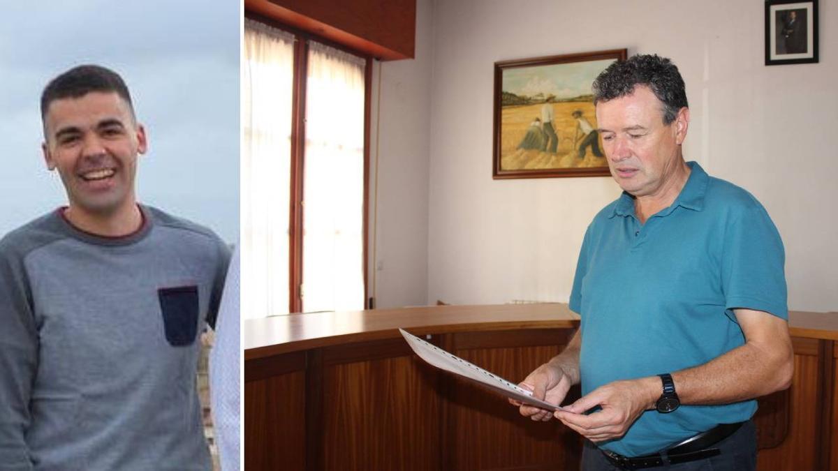 A la izquierda, Sergio Lanas Remón, de Cáseda Avanza, y a la derecha de la imagen, Jesús Esparza, alcalde de la localidad.