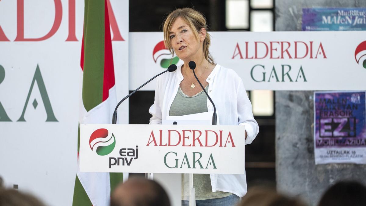 Euge Arrizabalaga, durante su intervención en Mutriku.