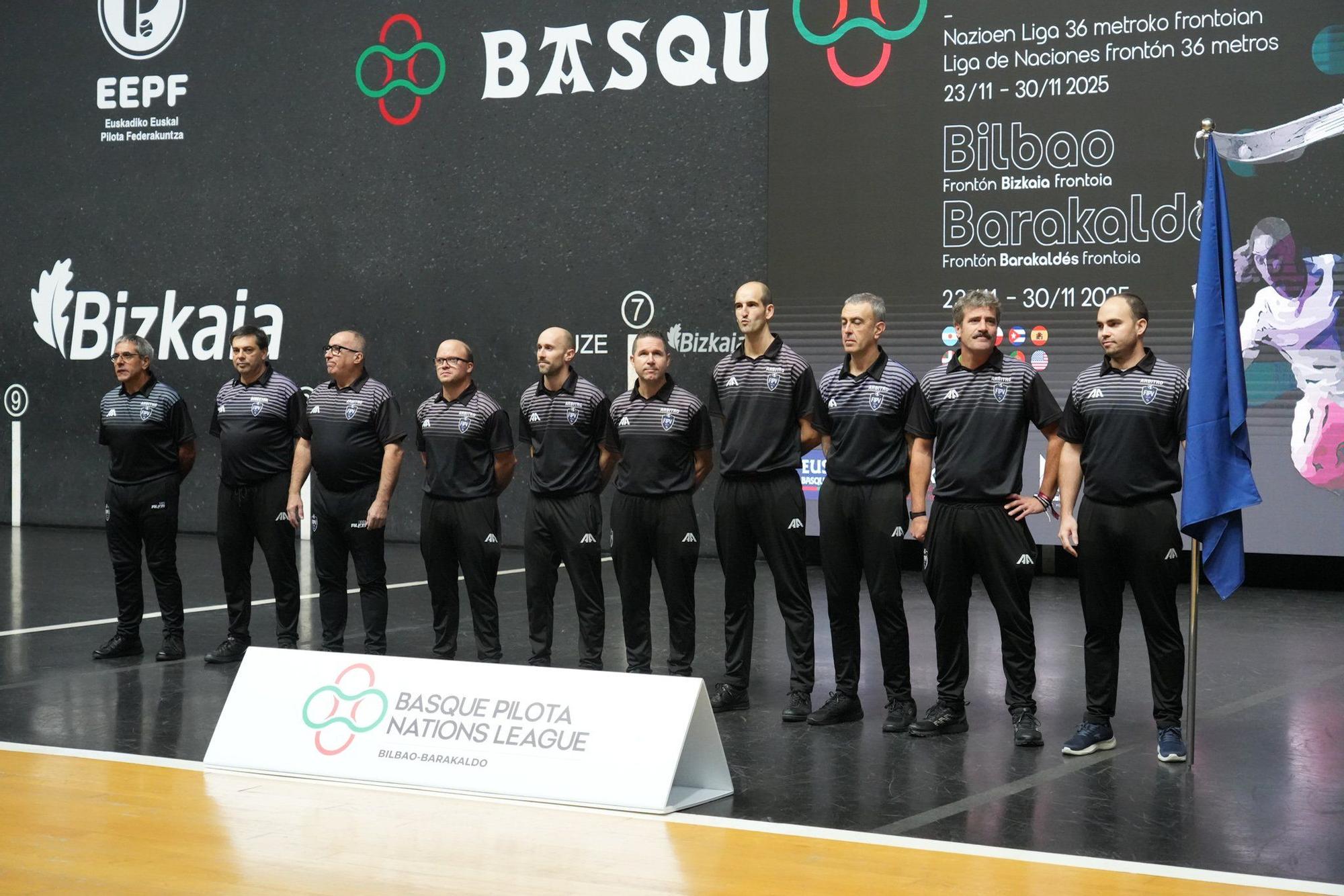 Inauguración de la Liga de Naciones de 36 metros en el frontón Bizkaia