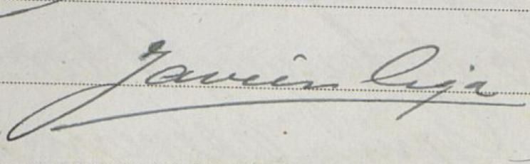 Firma de Ciga en el libro de actas del Ayuntamiento de Pamplona (25-11-1920).