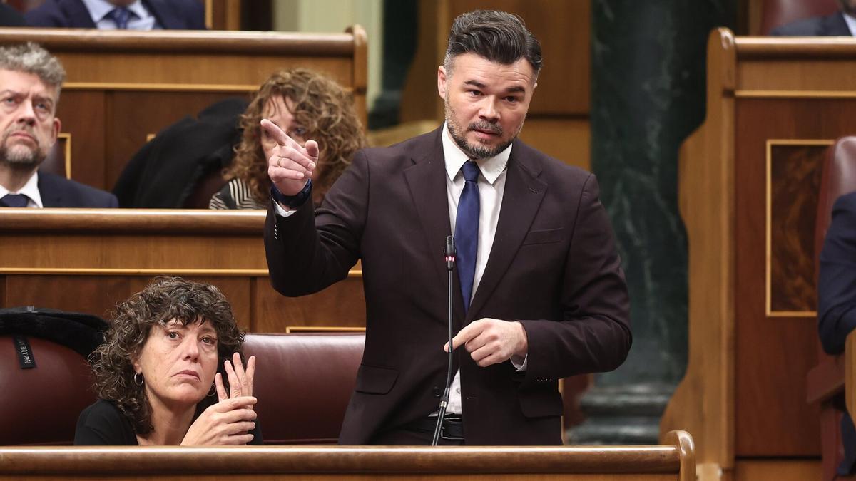 Gabriel Rufián, durante una sesión de control al Gobierno español en el Congreso