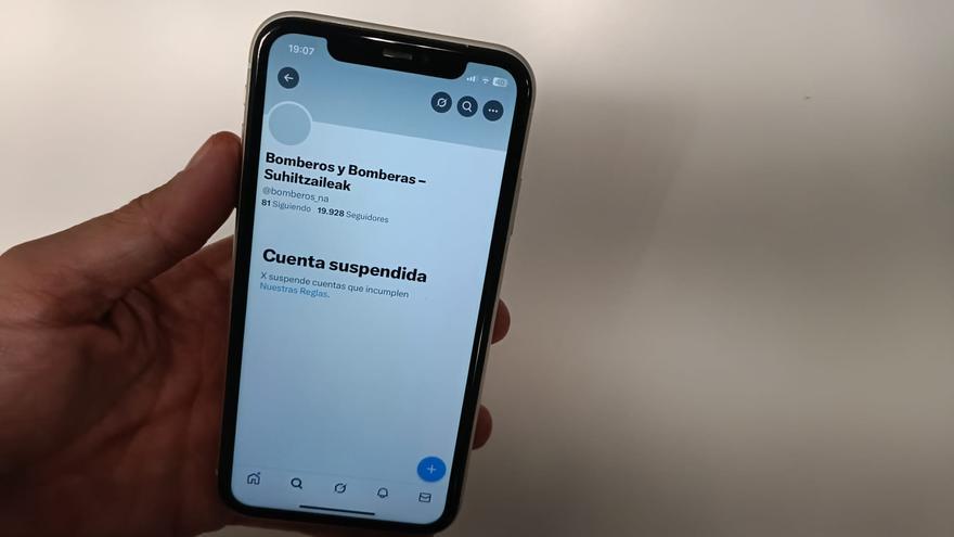 La cuenta oficial de Bomberos de Navarra, suspendida por la red social X (Twitter)
