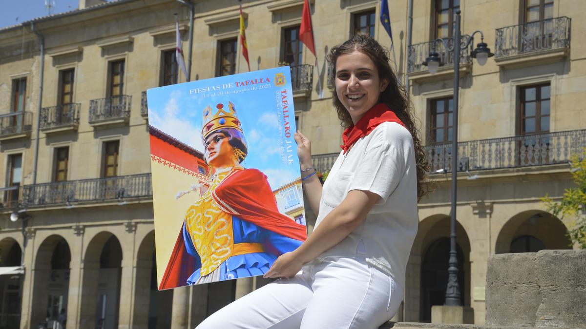 Nerea Ibañez y su cartel.